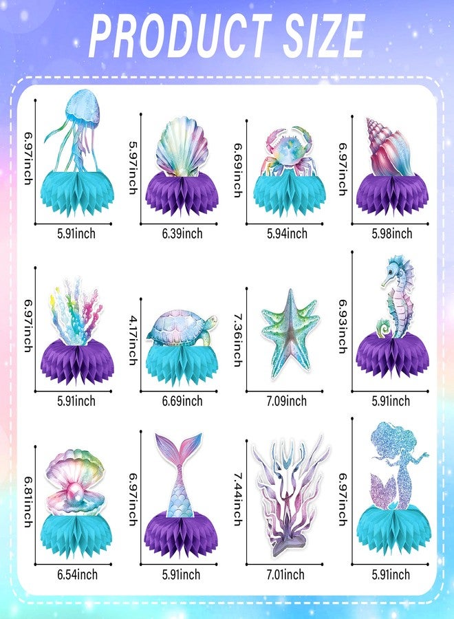 ITTEBISS 12PCS Mermaid Birthday Decorations Mermaid Birthday Honeycomb Centerpieces Mermaid Table Decorations for Under The Sea Party Decorations, Baby Shower, Ocean Theme Events, Kids Birthday Party Favors - Image 2